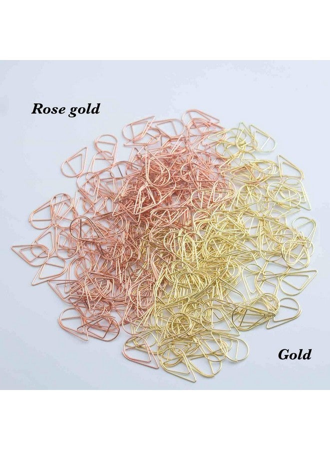 kootiko Gold And Rose Gold Cute Paper Clips Set, 300 Pcs Smooth Stainless Steel Tear-Shaped Wire Paperclips Small For Office Supplies Wedding Women Girls Kids Students Paper Document Organizing - Image 2