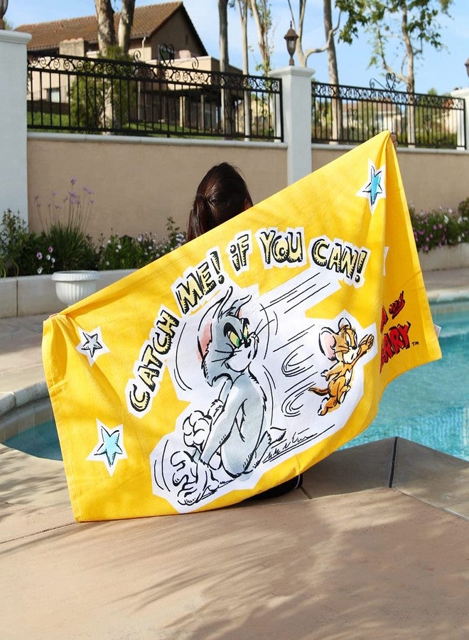 JPI Oversized Beach Towel 58" x 28" - Tom and Jerry Catch Me - for Pool, Bath, Yoga, Gym, Travel, Camping, Beach Cart & Beach Chairs - Image 2