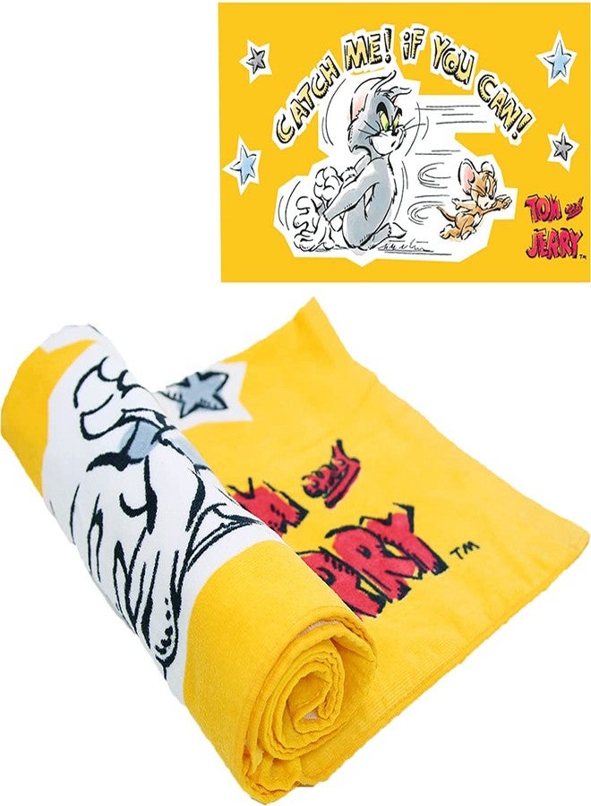 JPI Oversized Beach Towel 58" x 28" - Tom and Jerry Catch Me - for Pool, Bath, Yoga, Gym, Travel, Camping, Beach Cart & Beach Chairs - Image 1