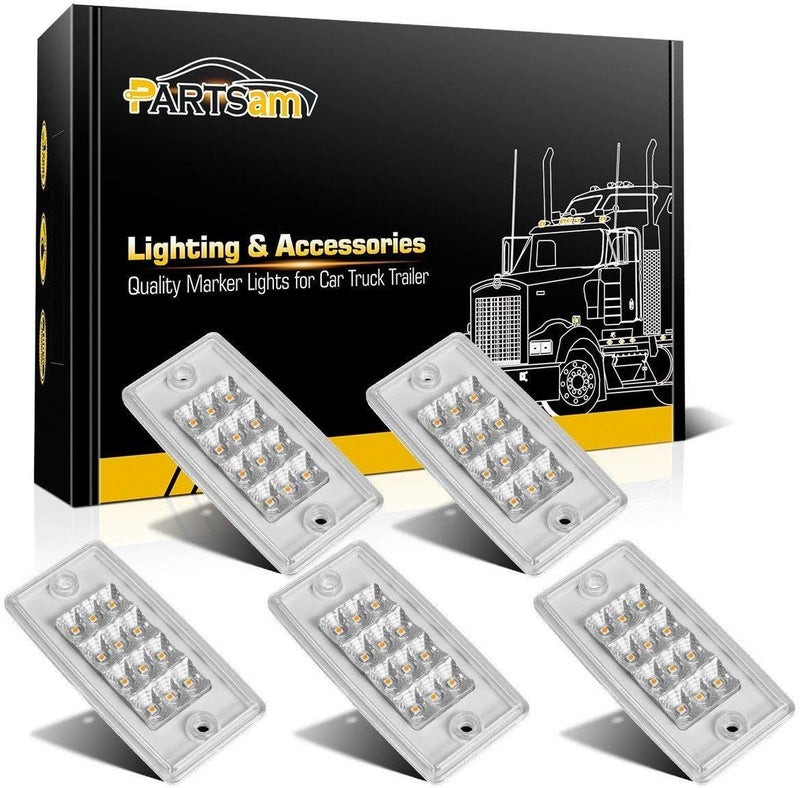 Partsam 5pcs Amber LED Cab Marker Lights for Trucks and Trailers - Image 1
