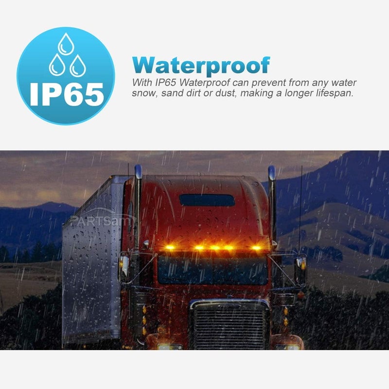 Partsam 5pcs Amber LED Cab Marker Lights for Trucks and Trailers - Image 3