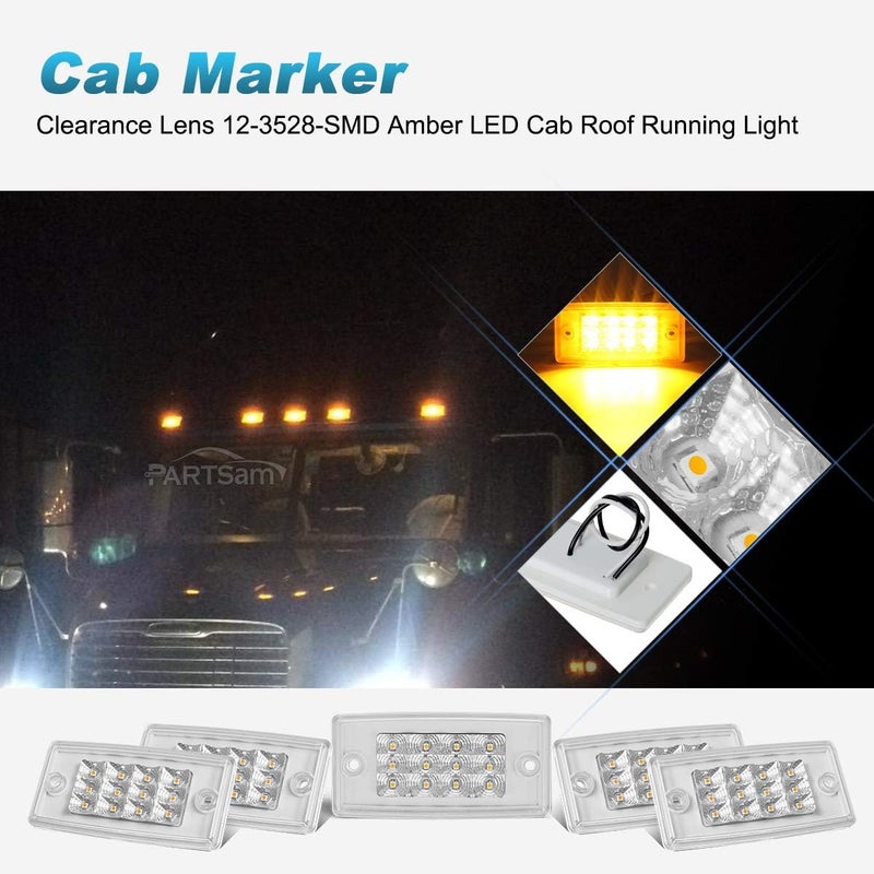 Partsam 5pcs Amber LED Cab Marker Lights for Trucks and Trailers - Image 2