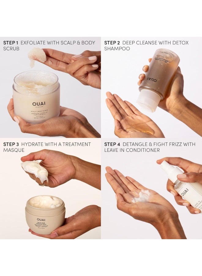 Ouai مجموعة شامبو OUAI المنظف وبلسم الشعر الكثيف - شامبو م clarifying للتراكم والأوساخ والزيوت والمنتجات والمياه العسرة وبلسم مرطب للشعر الكثيف (2 عدد) - Image 4