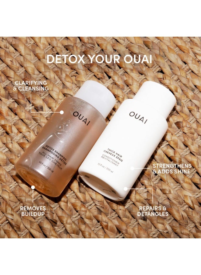 Ouai مجموعة شامبو OUAI المنظف وبلسم الشعر الكثيف - شامبو م clarifying للتراكم والأوساخ والزيوت والمنتجات والمياه العسرة وبلسم مرطب للشعر الكثيف (2 عدد) - Image 3