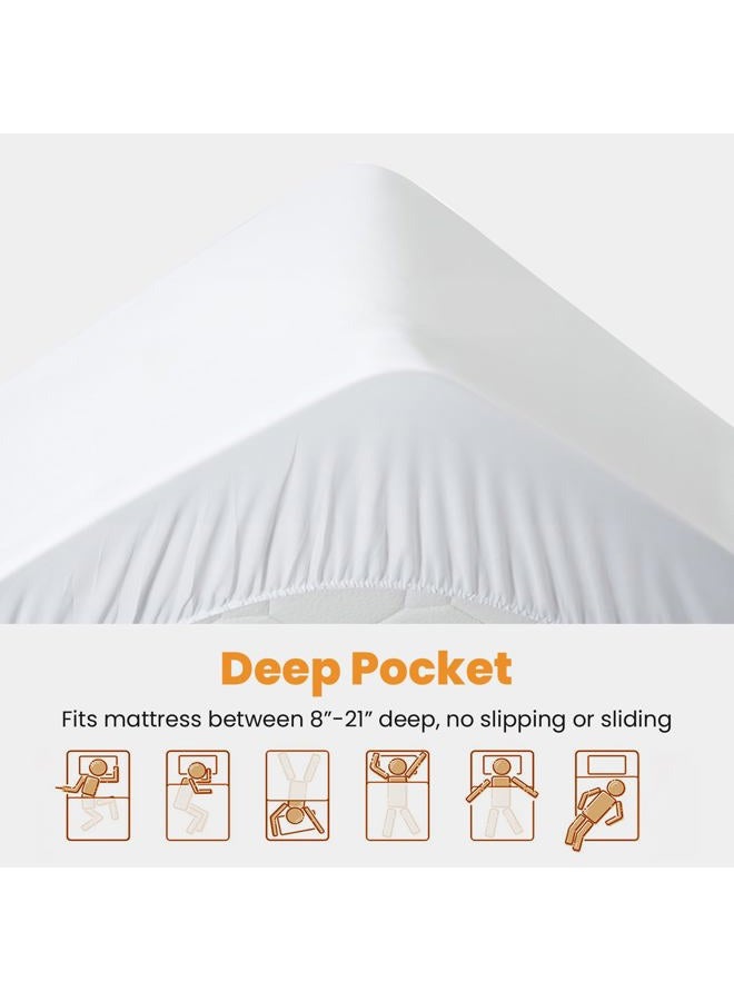 MATBEBY King Size Quilted Fitted Mattress Pad, Cooling Breathable, Fluffy, Deep Pocket, White - Image 4