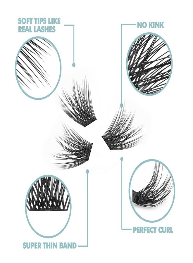 EASITENSION DIY Eyelash Extension, 3D Effect Glue Bonded Band Individual Lash 48 Clusters Volume Lashes Set, Home Eyelash Extension, C curl Lashes Pack 10MM-Volume-48 Clusters - Image 2