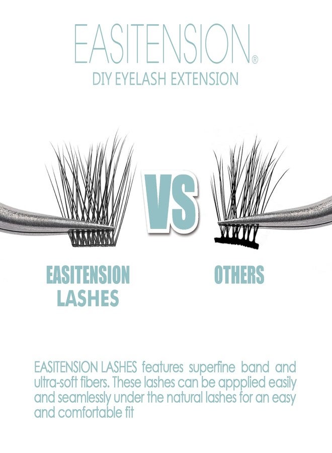 EASITENSION DIY Eyelash Extension, 3D Effect Glue Bonded Band Individual Lash 48 Clusters Volume Lashes Set, Home Eyelash Extension, C curl Lashes Pack 10MM-Volume-48 Clusters - Image 3