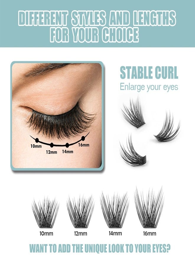 EASITENSION DIY Eyelash Extension, 3D Effect Glue Bonded Band Individual Lash 48 Clusters Volume Lashes Set, Home Eyelash Extension, C curl Lashes Pack 10MM-Volume-48 Clusters - Image 4