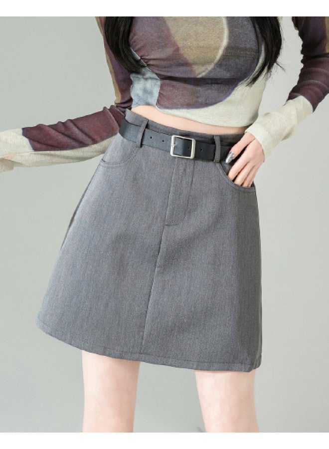 Hstyle Summer Solid Color Skirt - Unique Design High Waist A-line Skirt For Daily Wear - Image 1