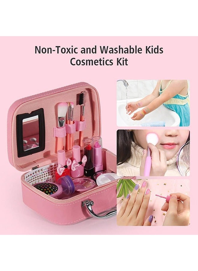 RollsTimi  Girls Makeup Kit Set Cosmetics Play with Carry Case for Little Girls Party Game Birthday Gift,Pink  - Image 3