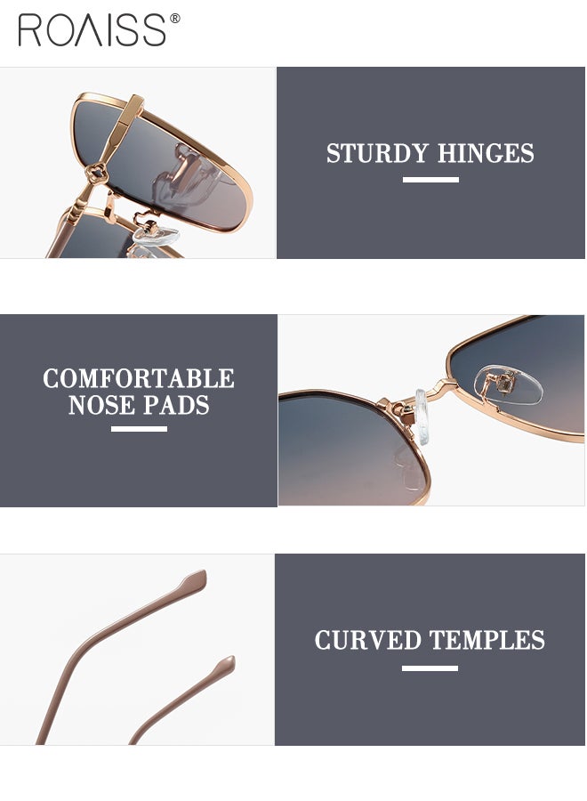 roaiss Hexagon Polarized Sunglasses for Women, UV400 Protection Sun Glasses, Fashion Sun Shades for Shopping Party Travel Street Photography with Glasses Case, 56mm - Image 4