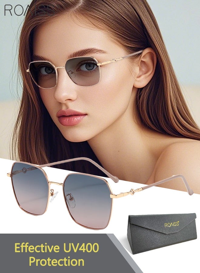 roaiss Hexagon Polarized Sunglasses for Women, UV400 Protection Sun Glasses, Fashion Sun Shades for Shopping Party Travel Street Photography with Glasses Case, 56mm - Image 1