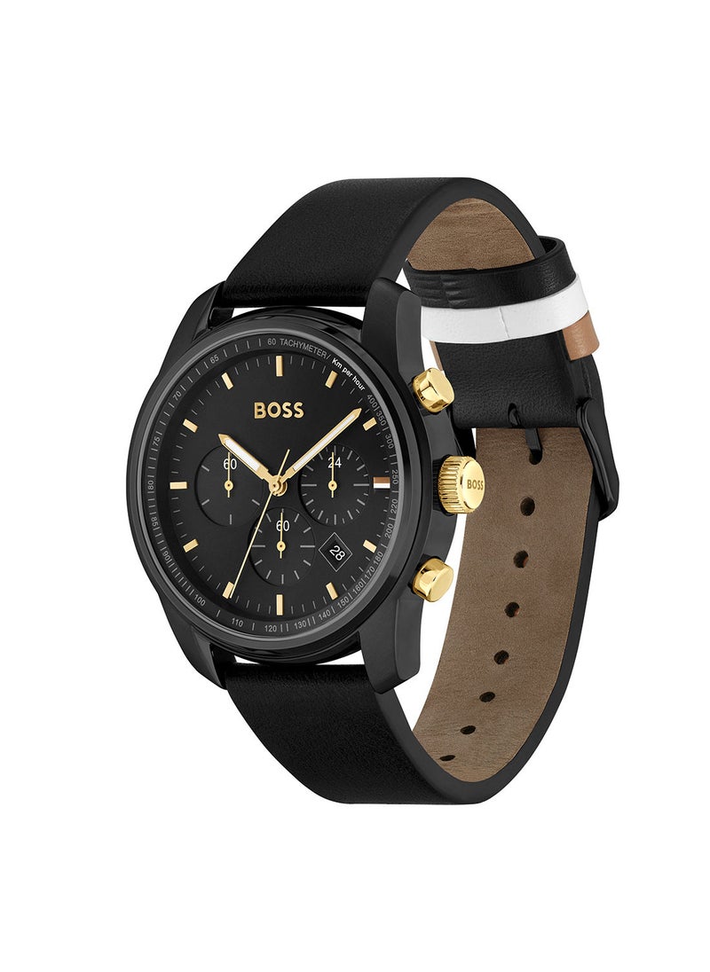 HUGO BOSS Leather Chronograph Wrist Watch 1514003  - Image 3