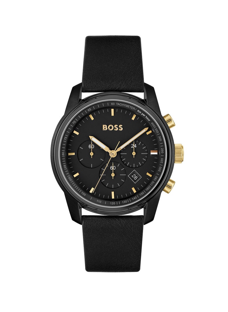 HUGO BOSS Leather Chronograph Wrist Watch 1514003  - Image 1