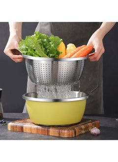 Generic 304 Stainless Steel Colorful Cooking Basin With Lid Salad Basin Baking And Noodle Egg Bowl Baby Washing Bottle Draining Basin-规格:304料理盆+钢盖-28CM-淡湖绿-颜色:默认项  - Image 4