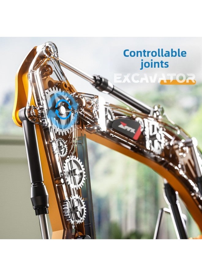 Alloy Remote Control Excavator Bulldozer Loading And Unloading Truck Electric Simulation Engineering Toy Car Sand Digging Children's Boy Toys-Color:Alloy Remote Control Excavator [black] 11 Channels [mail Order Box]-Proportion:Two Sets Of Batteries