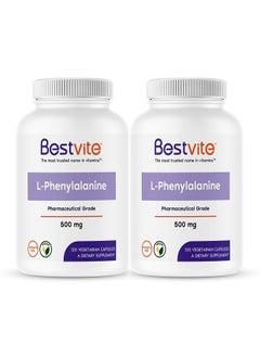 BESTVITE L-Phenylalanine 500mg (240 Vegetarian Capsules) (2-Pack) - No Stearates - Vegan - Gluten Free - Non GMO  - Image 1