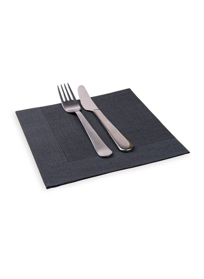 Restaurantware Luxenap 15.75 Inch Disposable Napkins, 600 Soft Linen Like Napkins - Absorbent, Air Laid, Black With White Threads Paper Cloth Like Napkins, Pre-folded, For Dinner Party Guests  - Image 2