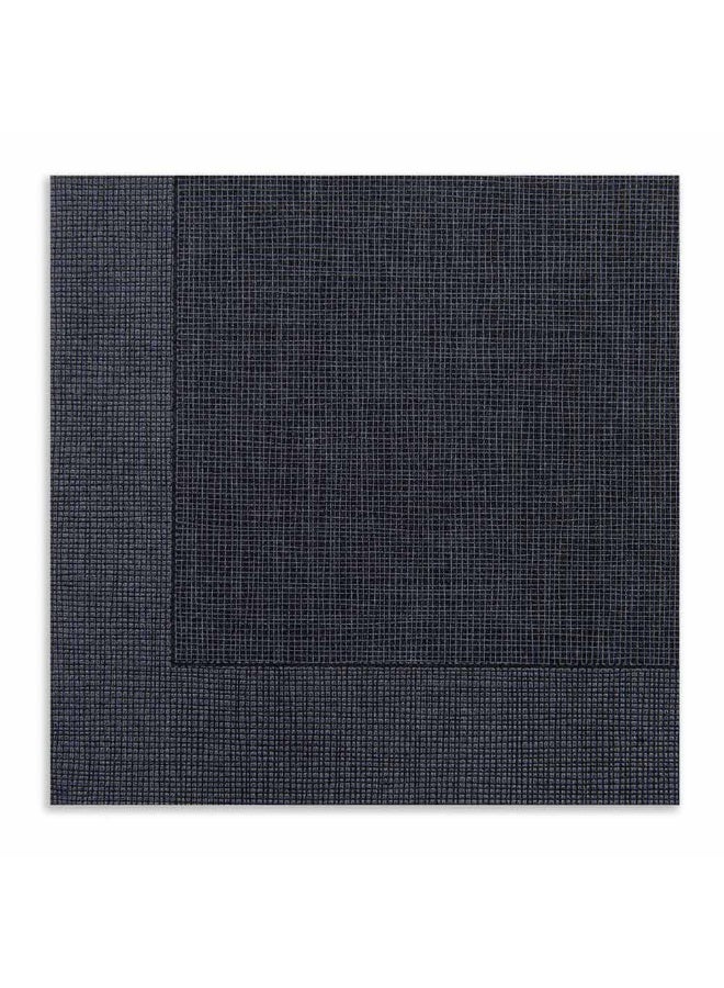 Restaurantware Luxenap 15.75 Inch Disposable Napkins, 600 Soft Linen Like Napkins - Absorbent, Air Laid, Black With White Threads Paper Cloth Like Napkins, Pre-folded, For Dinner Party Guests  - Image 1