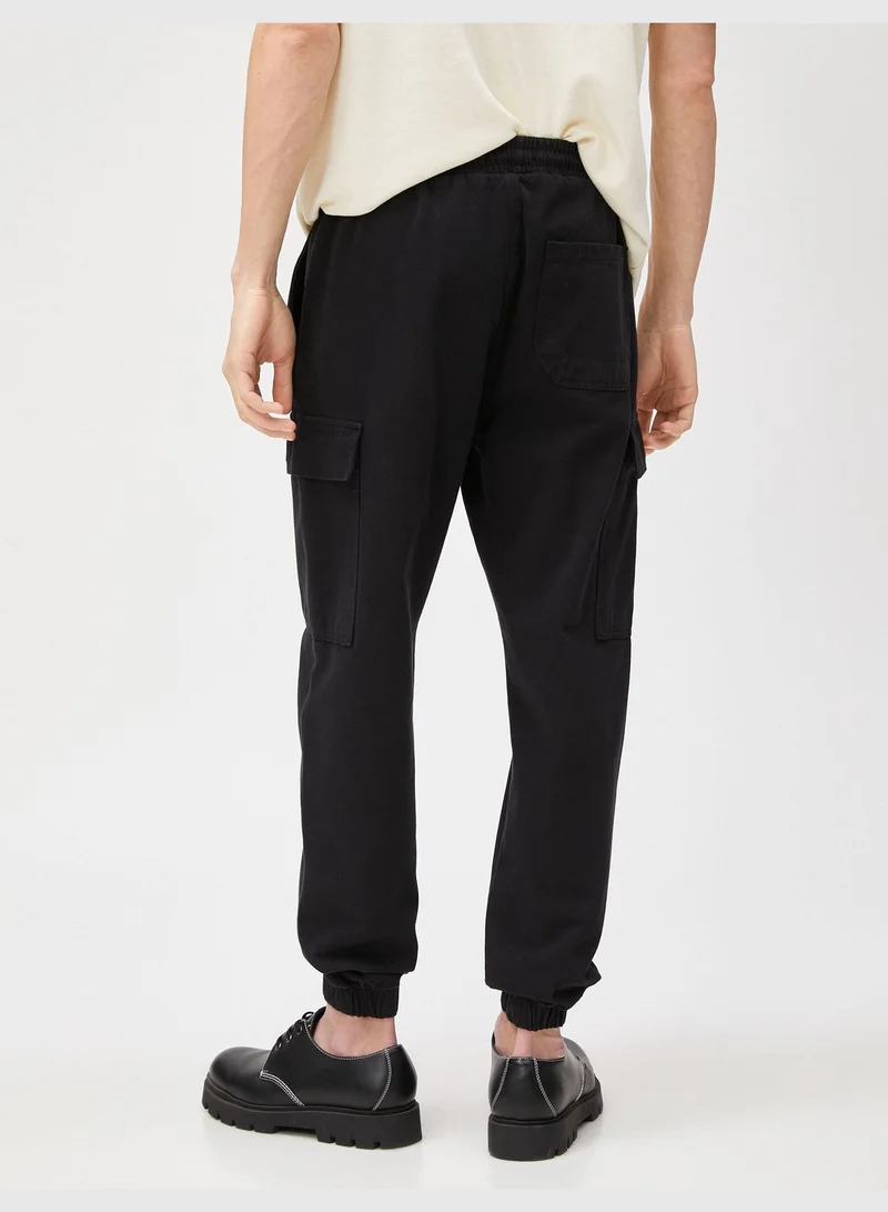 كوتون Jogger Cargo Trousers Pocket Detailed Drawstring Cotton