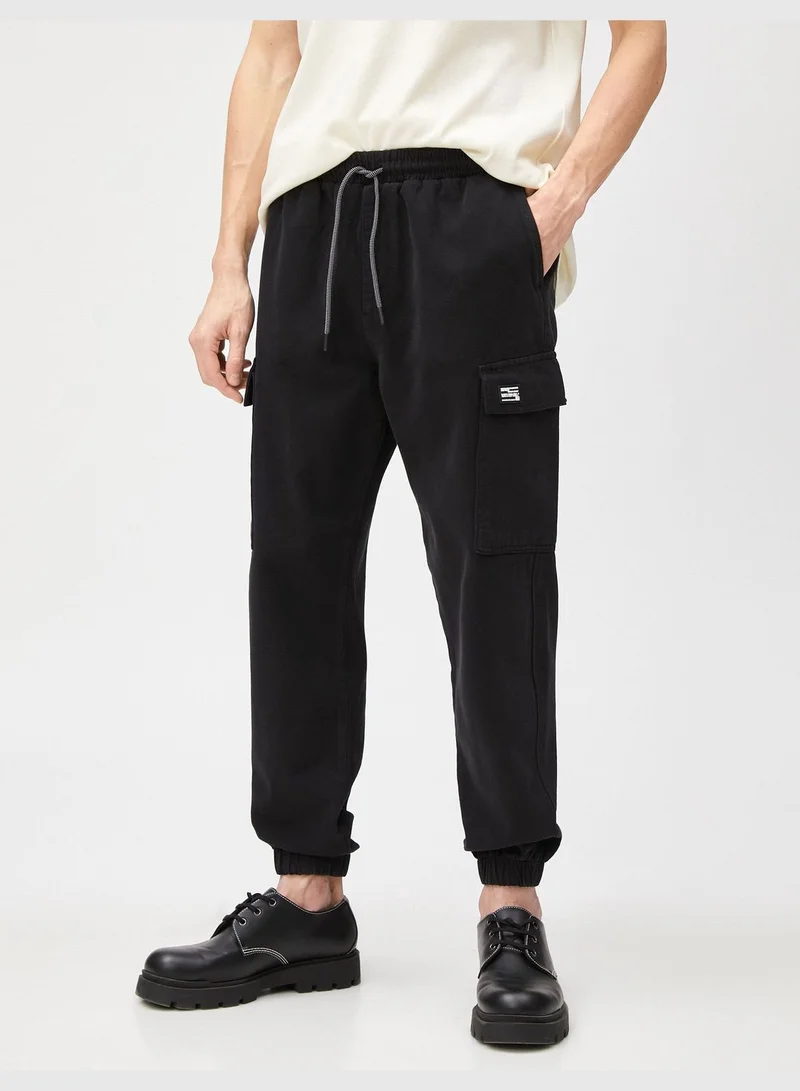 كوتون Jogger Cargo Trousers Pocket Detailed Drawstring Cotton