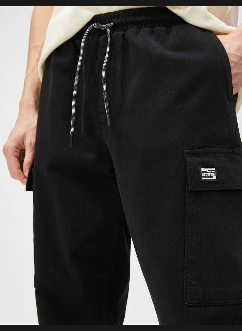 كوتون Jogger Cargo Trousers Pocket Detailed Drawstring Cotton