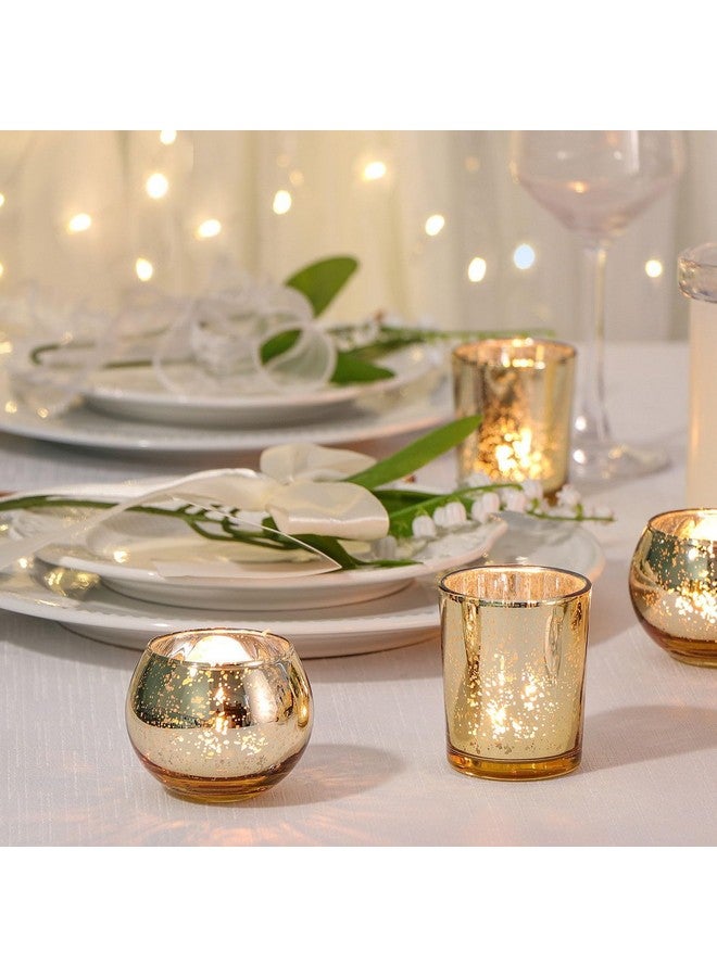 Devi DEVI 12pcs Assorsted Gold Votive Candle Holders, Gold Wedding Table Decorations for Home Party, Mercury Glass Candle Holder for Tea Lights, Wedding Bridal Shower Party Table Decorations  - Image 4