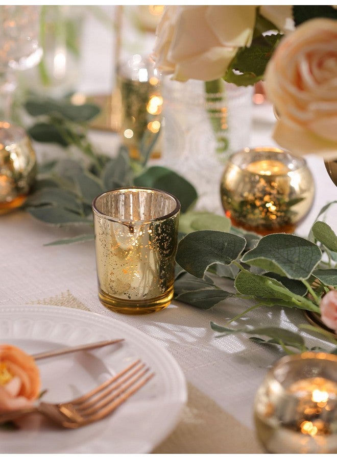 Devi DEVI 12pcs Assorsted Gold Votive Candle Holders, Gold Wedding Table Decorations for Home Party, Mercury Glass Candle Holder for Tea Lights, Wedding Bridal Shower Party Table Decorations  - Image 2