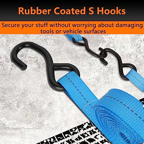LISHINE 6 Pcs 1 Inch Heavy Duty 20ft Tie Down Straps with Hooks, 2200 LBS Break Strength, Cargo Ratchet Straps for Motorcycle, Appliances, Equipment - Image 4