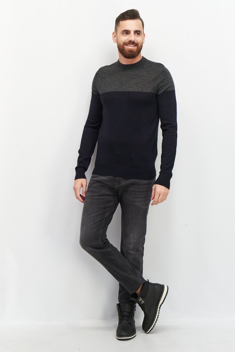 Celio Men Crew Neck Plain Sweater, Heather Gray - Image 4