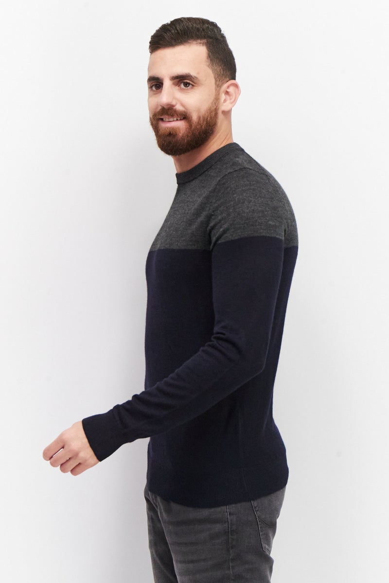 Celio Men Crew Neck Plain Sweater, Heather Gray - Image 2