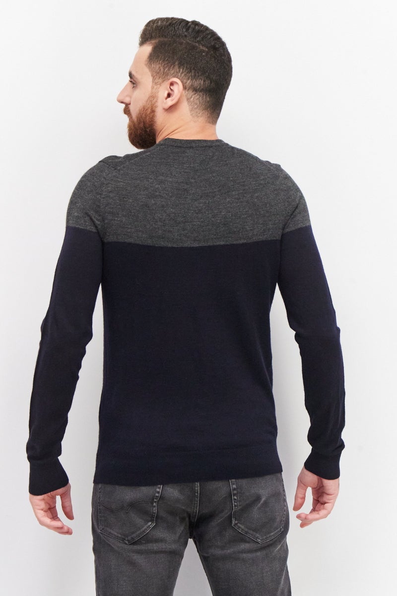 Celio Men Crew Neck Plain Sweater, Heather Gray - Image 3