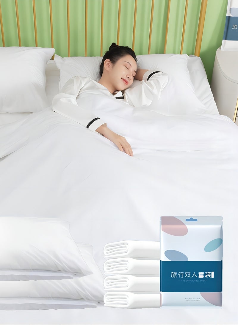 disposable bed sheets king size，disposable travel bed set of four pieces, white independent packaging, duvet covers, pillowcases, suitable for hotels, business trips, travel, convenient to carry - Image 2