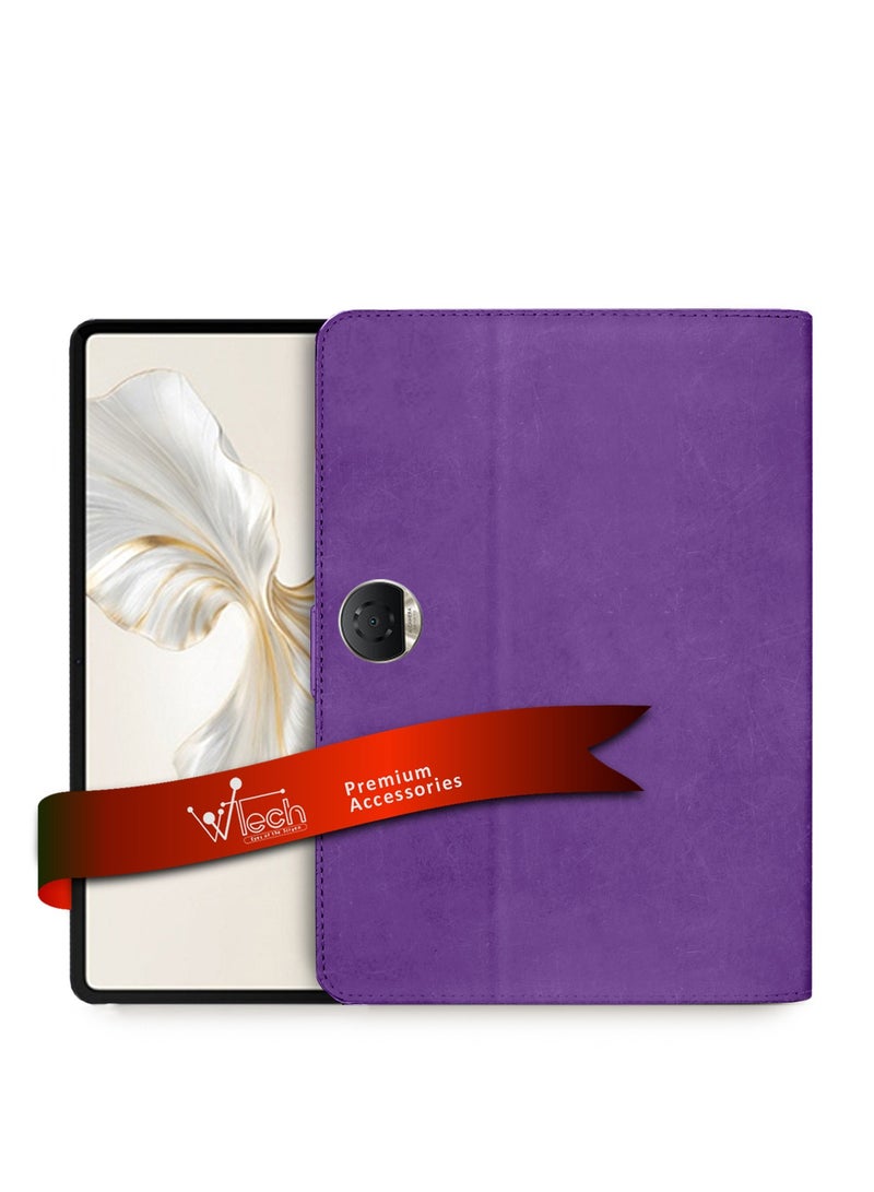 Wtech PU Leather Magnetic Closure Flip Case Cover For Honor Pad 9 12.1 Inch 2023 Purple - Image 1
