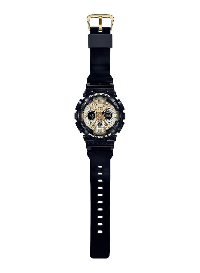 كاسيو ساعة يد نسائية جي شوك انالوج رقمية سوداء ذهبية بسوار من الراتنج GMA-S120GB-1ADR - Image 3