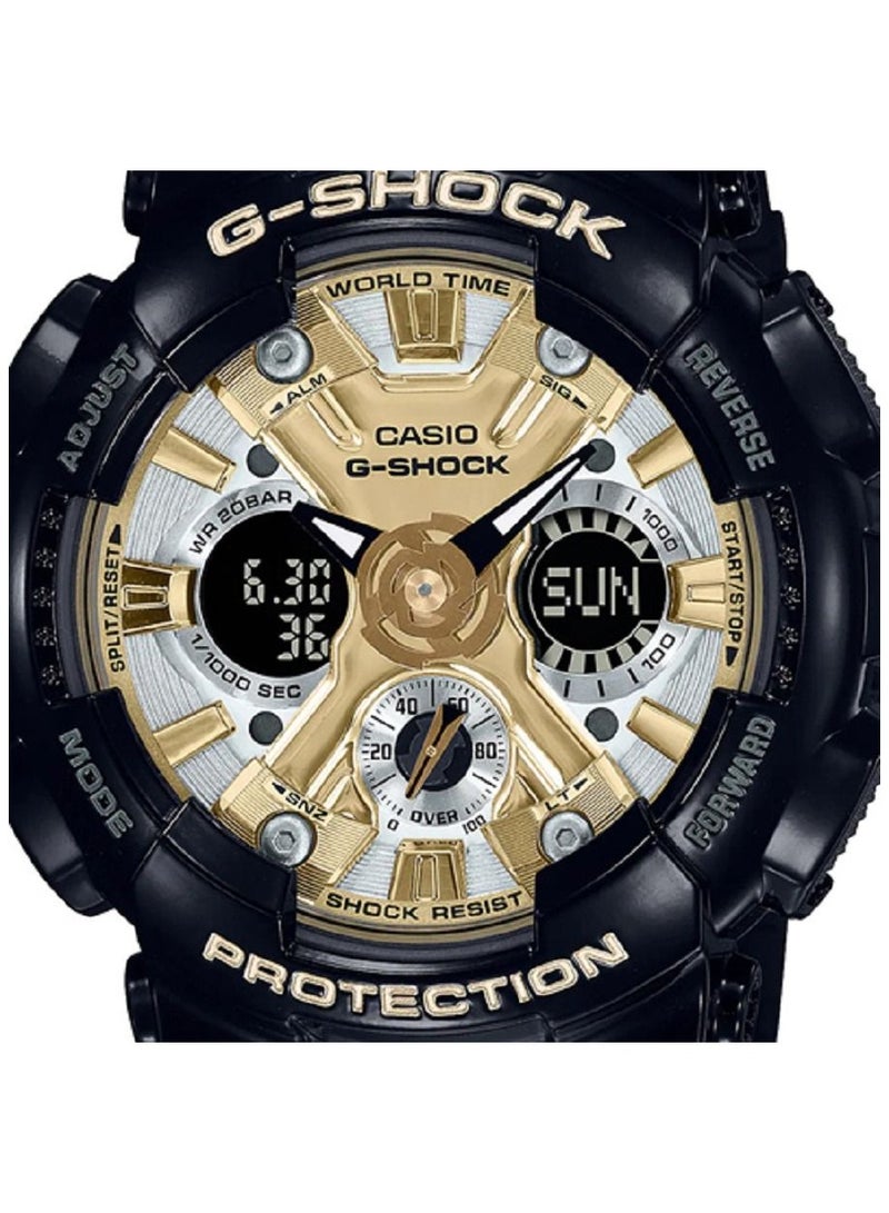كاسيو ساعة يد نسائية جي شوك انالوج رقمية سوداء ذهبية بسوار من الراتنج GMA-S120GB-1ADR - Image 4