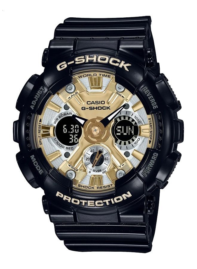 كاسيو ساعة يد نسائية جي شوك انالوج رقمية سوداء ذهبية بسوار من الراتنج GMA-S120GB-1ADR - Image 1