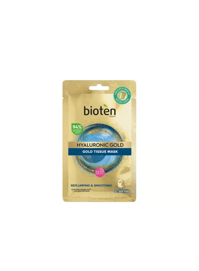 bioten Hyaluronic Gold Replumping & Smoothing Gold Tissue Mask x1 - Image 1