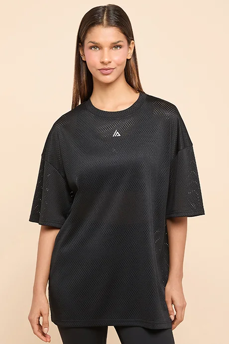 R&B Logo Detail Active T-Shirt With Crew Neck and Short Sleeves