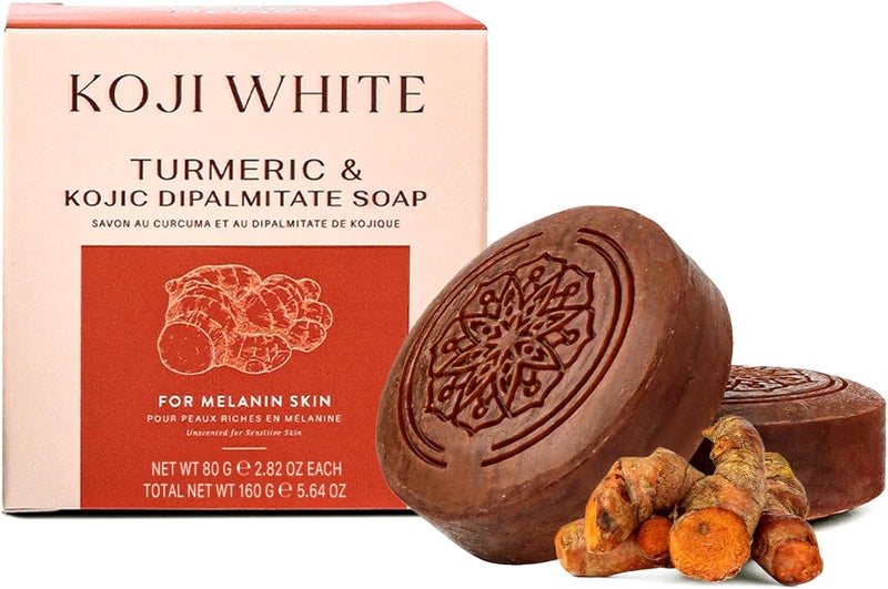 Koji White Turmeric Kojic Dipalmitate Soap Bar Gentle Cleanser for Uneven skin tone With Shea Butter For MelaninRich Skin Face Body Vegan FragranceFree Sensitive Skin 282 oz 2 bars