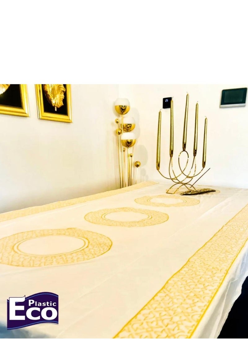 ECO Plastic - sufra printed table sheet rolls 10KG gold color, Daily Table Cover Roll,  Size 100x120cm - Image 1