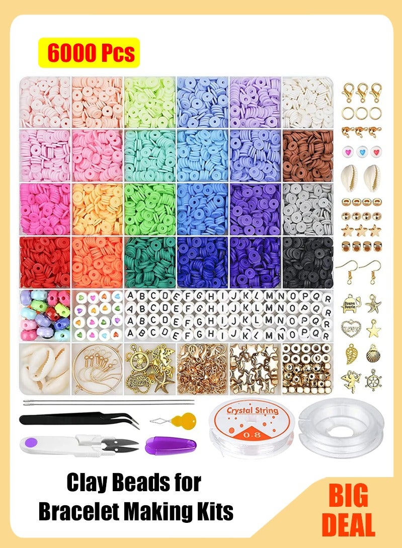 6000 Pcs Clay Beads for Bracelet Making Kits - Image 1