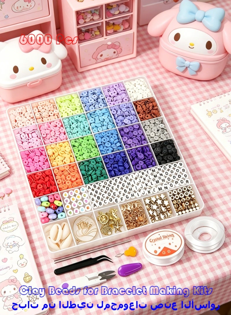 6000 Pcs Clay Beads for Bracelet Making Kits - Image 1