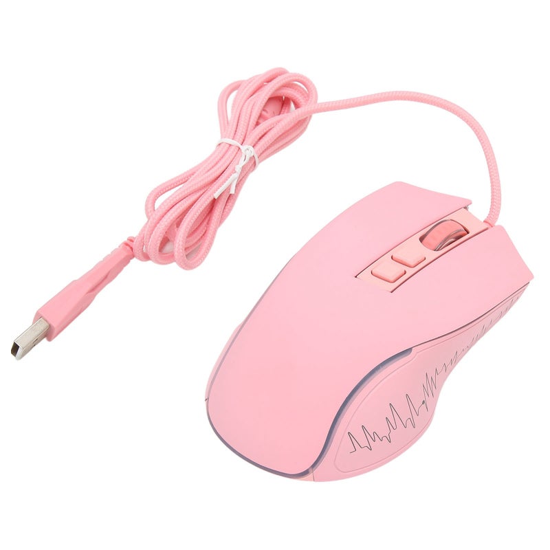 HYSJ Gaming Mouse with 4 Adjustable DPI Ergonomic Design Wired Mouse - RGB Backlit Optical Sensor PC Gaming Mice for Pinkish Setup - Image 2
