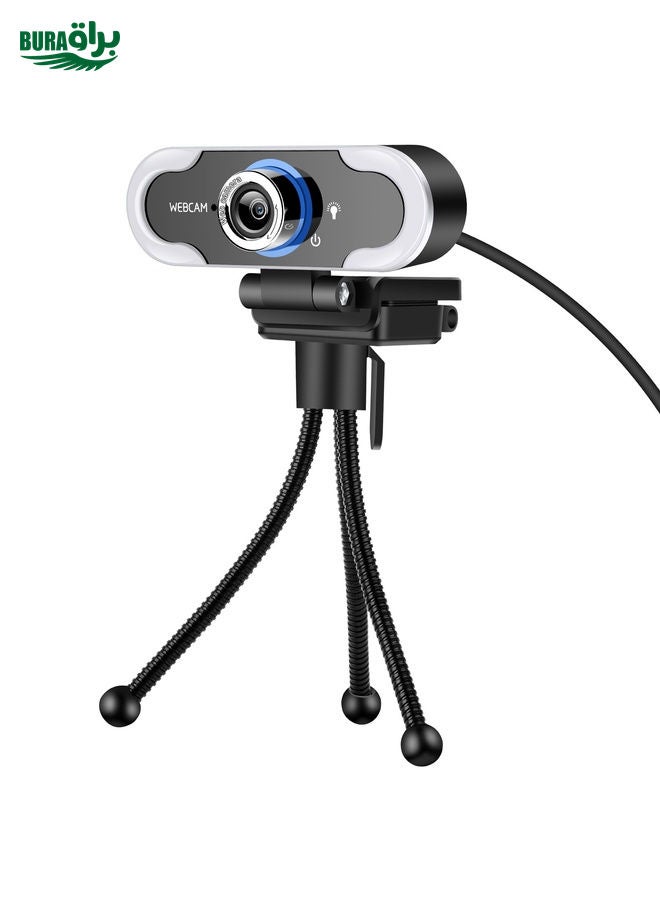 BURAQ C13 1080P High-Definition Touch 3-level Brightness Web Camera Fill Light Camera Live Webcast Webcam with Tripod - Image 1