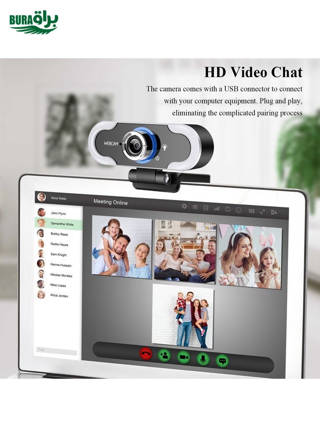 BURAQ C13 1080P High-Definition Touch 3-level Brightness Web Camera Fill Light Camera Live Webcast Webcam with Tripod - Image 5