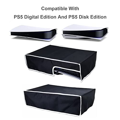 EMiEN Horizontal Dust Cover For PS5 Console. EMiEN Oxford Fabric Anti-Scratch Waterproof Dust Guard With Back Cable Port For SONY Playstation 5 Console Digital & Disk Version - Image 2