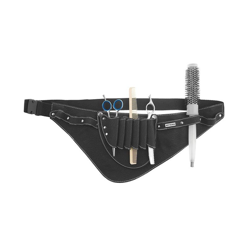 Artero Waist Work Belt for Pet Groomers Grooming Efficiency with Scissor and Brush Compartments Adjustable Nylon Strap Durable Design 3 Side Pockets Black