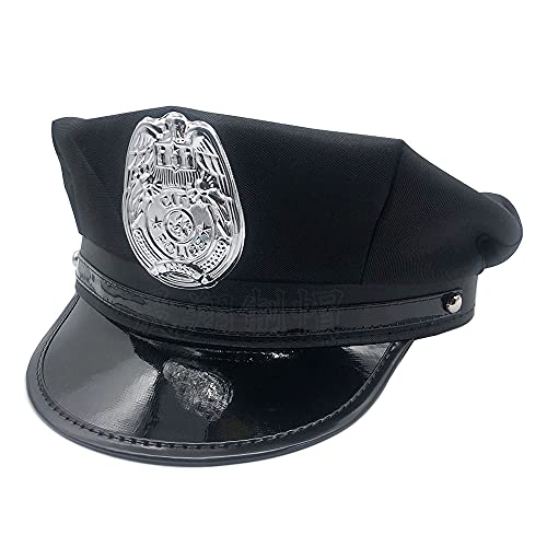 GUDVES Police Adults Hat Cop Cosplay Captain Officer Hat Accessories Stage Performance Military Caps Police Halloween Party (A) - Image 1