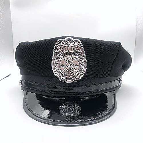 GUDVES Police Adults Hat Cop Cosplay Captain Officer Hat Accessories Stage Performance Military Caps Police Halloween Party (A) - Image 3
